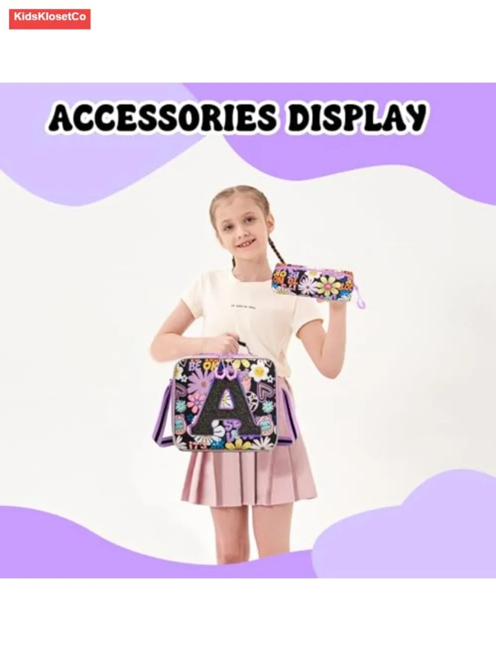 3 in 1 Rolling Backpack for Girls with Lunch Box and Pencil Case, Kids Luggage